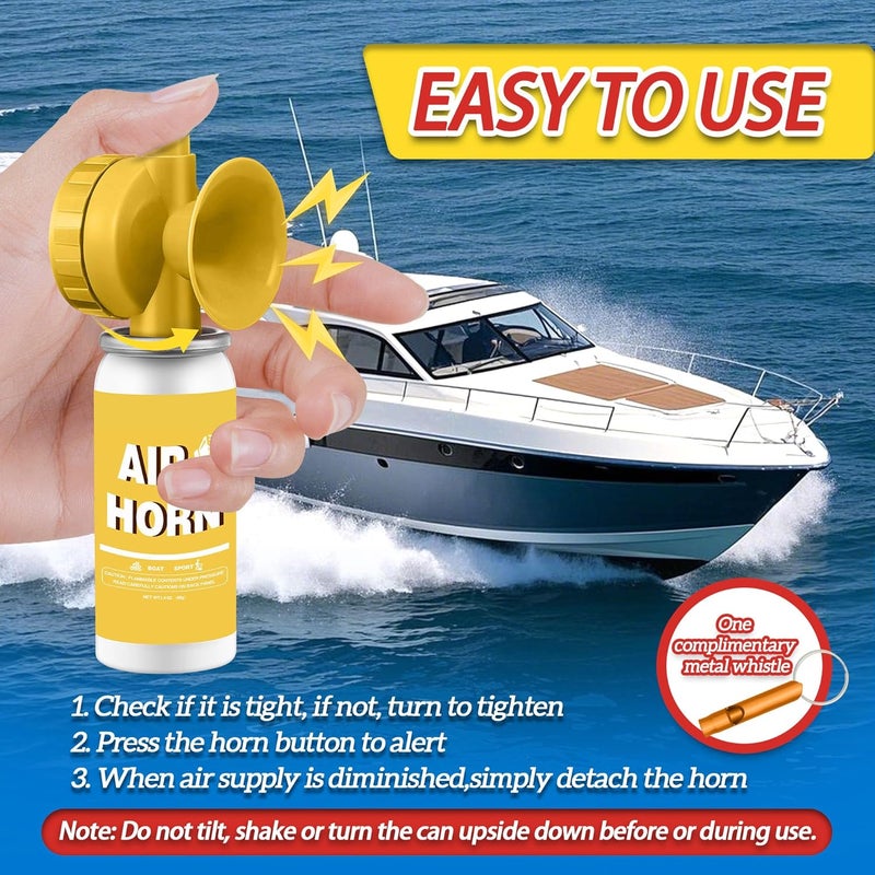 TatHello 1.4oz Boat Air Horn,130DB Loud Mini Safety Bear Horn Can,Air Horns for Self Defense,Emergency,Sporting Events,Camping essentials,Yellow - Image 4
